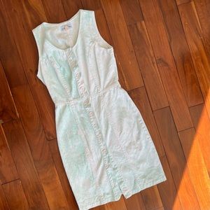 Vintage tie-dyed denim dress, white denim, vintage dress 90s